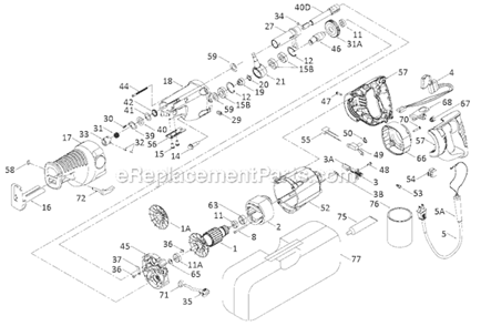 Part Location Diagram of 911221 Porter Cable Handle Set